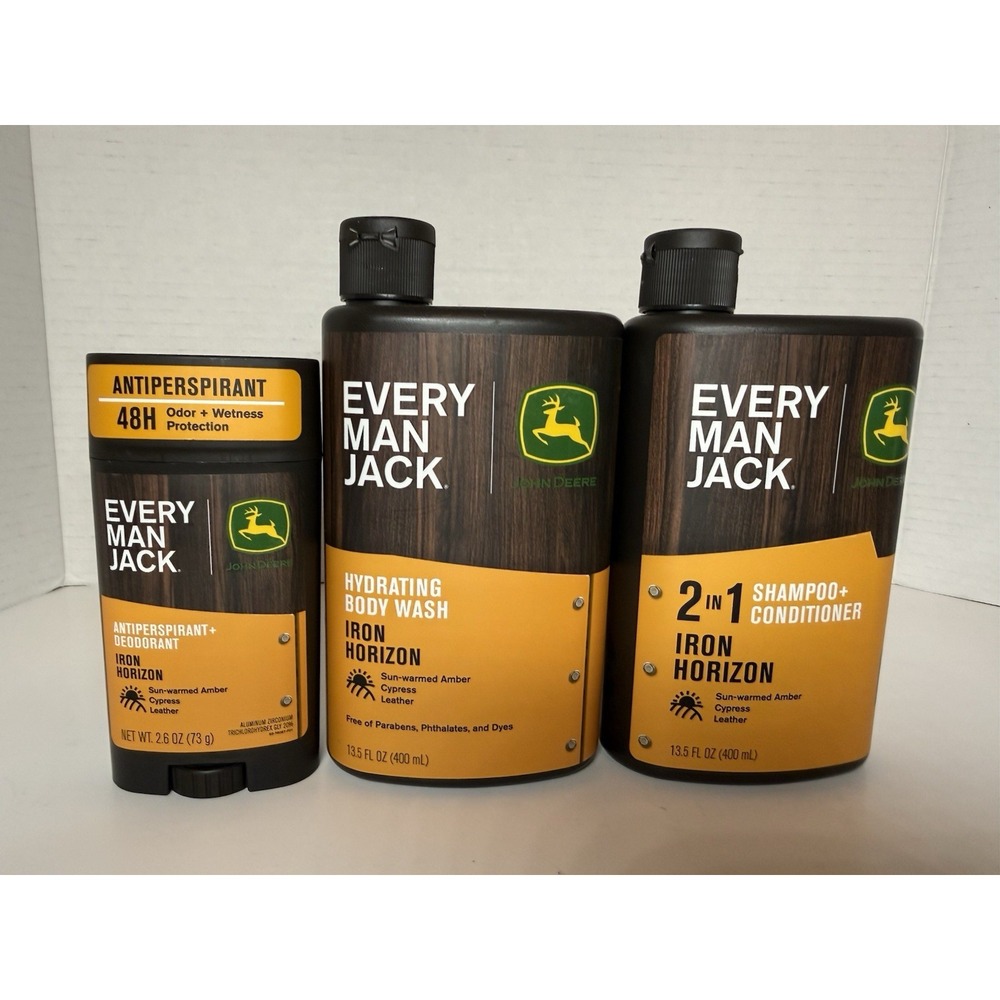 Every Man Jack John Deere Shampoo/Conditioner, Body Wash Deodorant, Iron Horizon